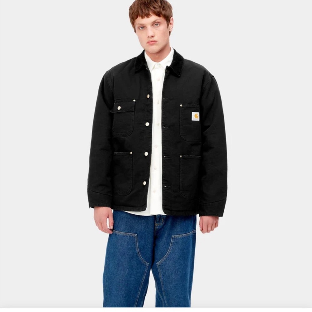 Carhartt OG Chore Coat Black Heavy Canvas Blanket Lined Corduroy Collar Size 3XL